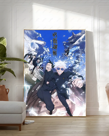 Poster Sticky Wall Art J-Jujutsu K-Kaisen Anime Printing Waterproof Home Living Bed Room Bar Aesthetic Decor