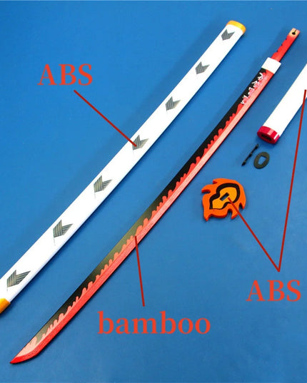 41in/104cm Demon Slayer Katana Anime Ninja Sword Demon Slayer Cosplay Prop Knife Real Size Samurai Sabre Japonesa Katana Sword