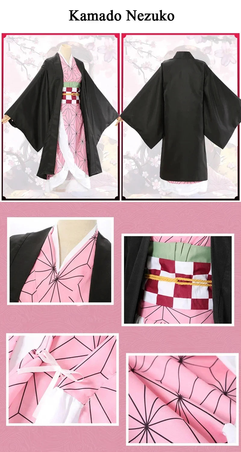 New Demon Slayer Cosplay Tanjiro Nezuko Cosplay Kids Shinobu Costume Japanese Anime Cartoon Halloween Costume Christmas Gifts