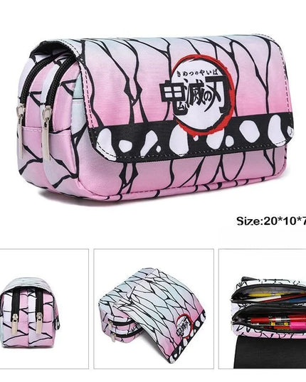 Demon Slayer 3D Anime Pen Bag Student Storage Bag Tanjirou Nezuko Zenitsu Giyuu Cartoon Pen Box Cute Boys Girls Pencil Case