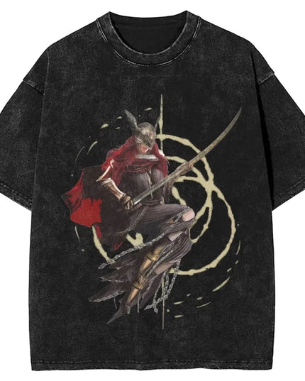 Women Men Malenia Blade of Miquella Washed T Shirt Summer Maidenless Tarnished Classic Simple Harajuku T Shirt New Arrival