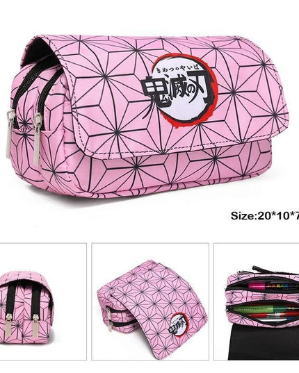 Demon Slayer 3D Anime Pen Bag Student Storage Bag Tanjirou Nezuko Zenitsu Giyuu Cartoon Pen Box Cute Boys Girls Pencil Case