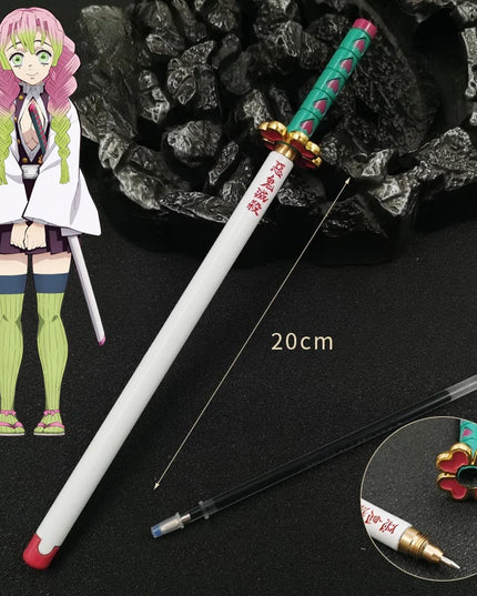 20cm Demon Slayer Katana Pen Tanjirou Sword Ainme Kimetsu No Yaiba Metal Ninja Knife Real Japanese Katana Pen Samurai Sword Toy