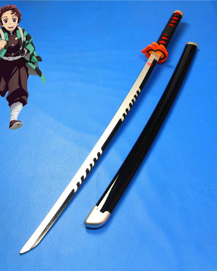 41in/104cm Demon Slayer Katana Anime Ninja Sword Demon Slayer Cosplay Prop Knife Real Size Samurai Sabre Japonesa Katana Sword