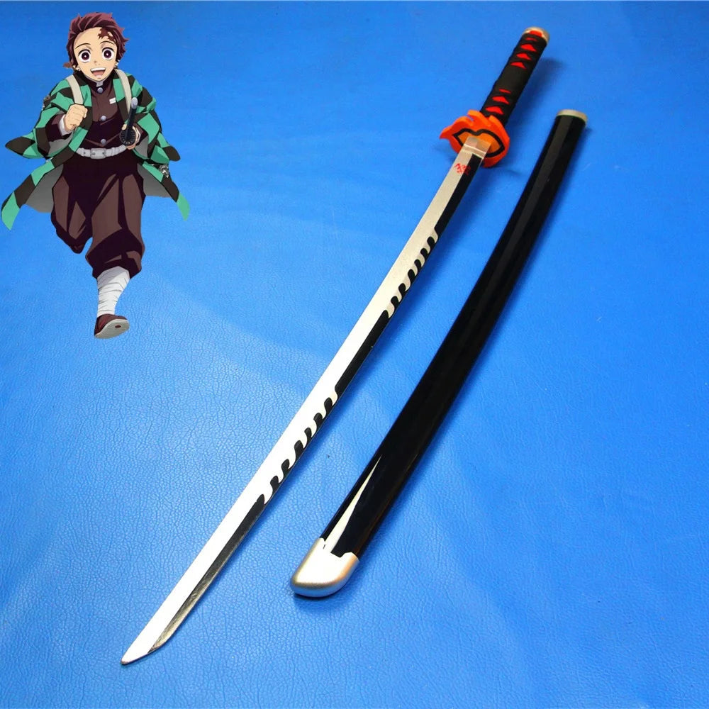 41in/104cm Demon Slayer Katana Anime Ninja Sword Demon Slayer Cosplay Prop Knife Real Size Samurai Sabre Japonesa Katana Sword
