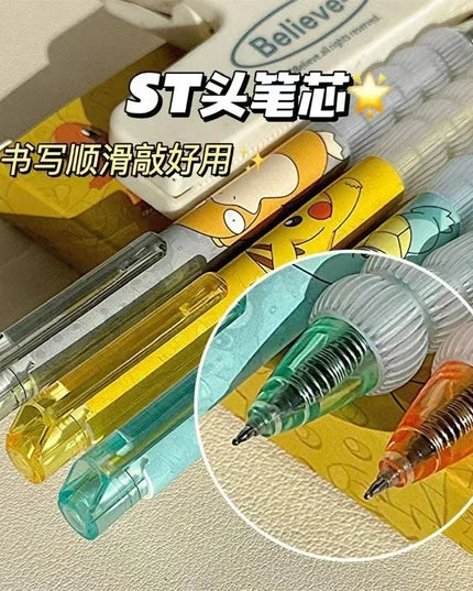5pcs Pokemon Pikachu Gel Pen Cute Anime Cartoon Charmander Squirtle Press on Gel Pen Stationery School Supplies Holiday Gifts