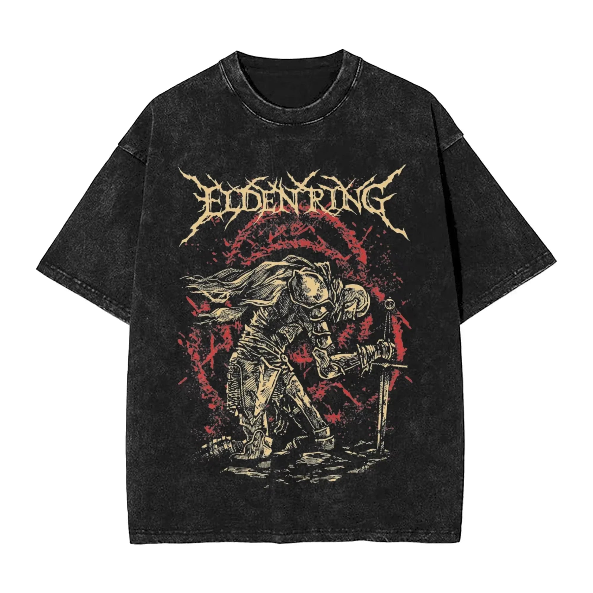 R-Rings Radahn E-Eldening Washed T Shirts Streetwear Hip Hop Casual T-Shirt Tees for Men and Women Short Sleeve Harajuku Graphic