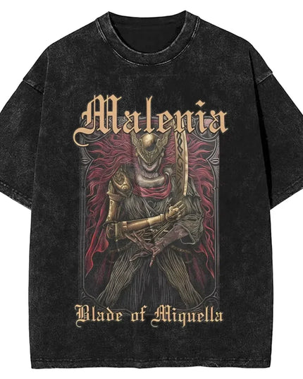 Women Men Malenia Blade of Miquella Washed T Shirt Summer Maidenless Tarnished Classic Simple Harajuku T Shirt New Arrival