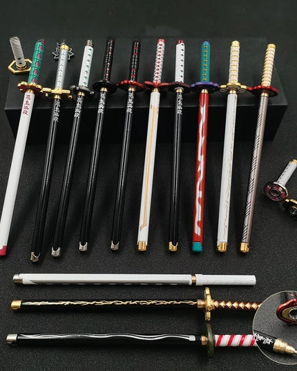 20cm Demon Slayer Katana Pen Tanjirou Sword Ainme Kimetsu No Yaiba Metal Ninja Knife Real Japanese Katana Pen Samurai Sword Toy