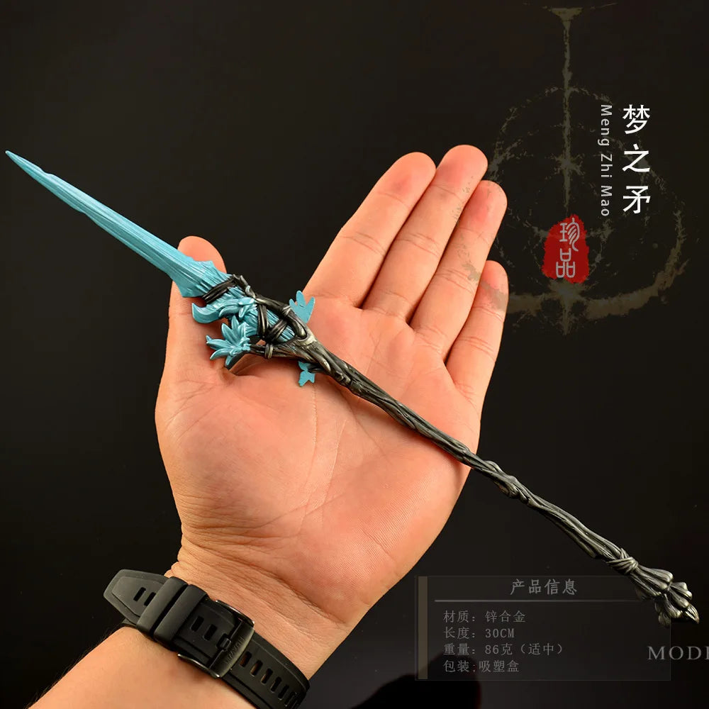 30cm/11.81in Eldenn Game Peripheral Weapon Model Dream Spear Metal Handicraft Ornament Collection Desktop Display Gift Toys Boys