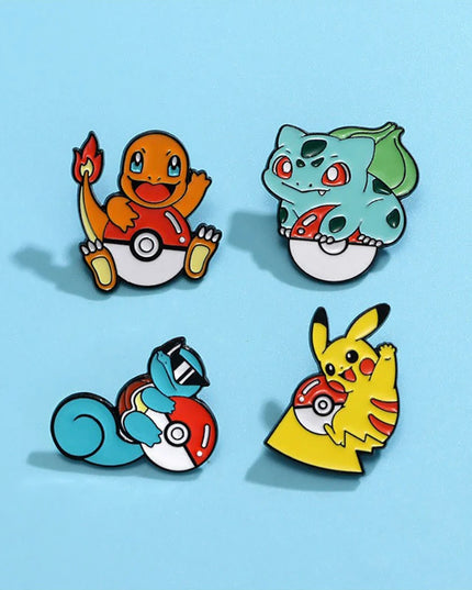 4 Pcs cute cartoon creative personality pocket monsters Badge Animated character Enamel brooch Men's and women's Bag Accessories