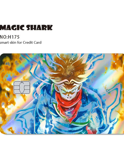 Magic Shark Goku Vegeta Cool Shinny Holographic Laser Credit Debit Card Sticker Film Front Skin Cover