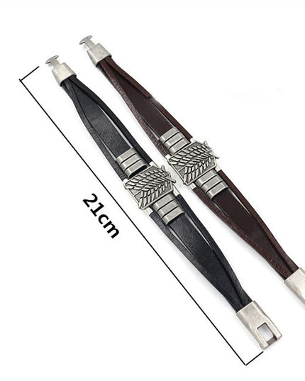Anime Attack on Titan Leather Bracelet Wings of Liberty Wristband Leather Belt Buckle Bracelets For Women Men Trinket Gift