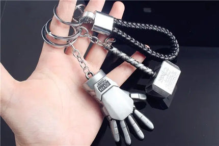Marvel The Avengers Thanos Glove Keychain Men's Metal Battle Ax Thor's Hammer Shield Pendant Car Keychain creative holiday gift