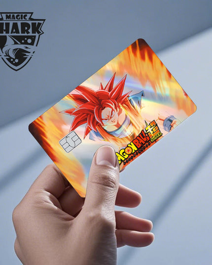 Magic Shark Goku Vegeta Cool Shinny Holographic Laser Credit Debit Card Sticker Film Front Skin Cover