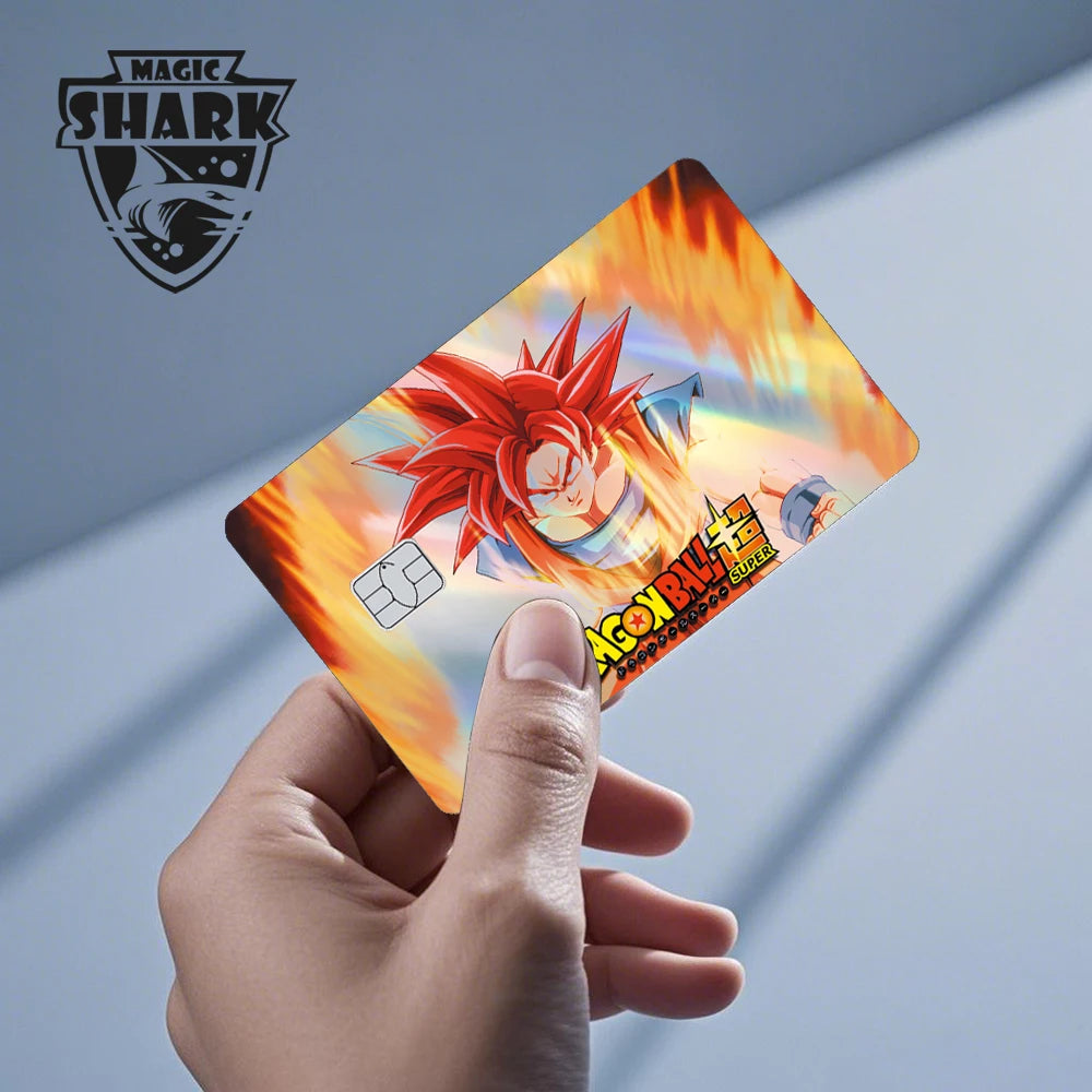 Magic Shark Goku Vegeta Cool Shinny Holographic Laser Credit Debit Card Sticker Film Front Skin Cover