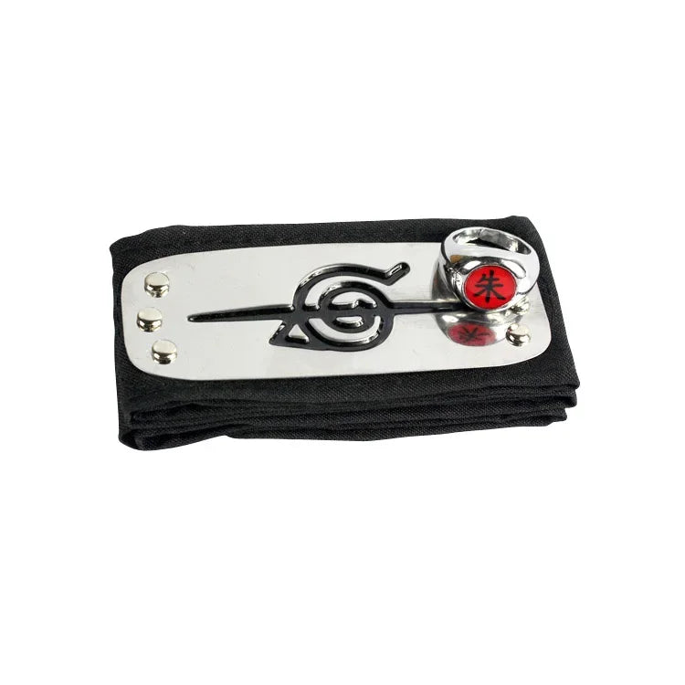 Anime Akatsuki Headband Sasori Uchiha Itachi Ring Sets Cosplay Costumes Props Pain Orochimaru Ninja Accessories