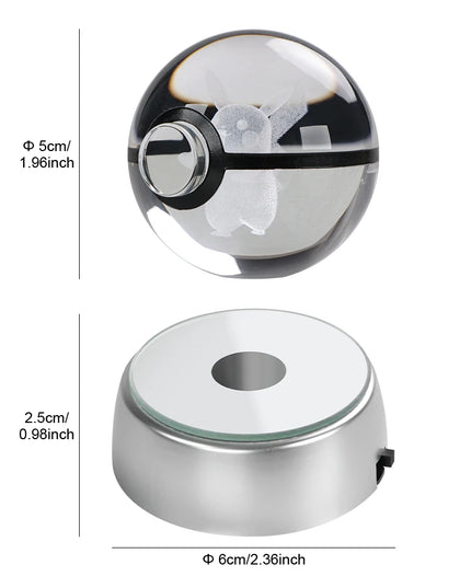 Pokemon Crystal Ball Pikachu Gengar Eevee Mewtwo Lacario Anime Game Pokeball Led Night Light Base Kids Birthday Gift Home Decor