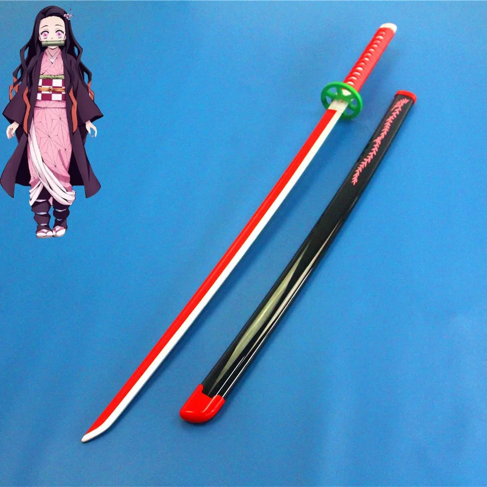 41in/104cm Demon Slayer Katana Anime Ninja Sword Demon Slayer Cosplay Prop Knife Real Size Samurai Sabre Japonesa Katana Sword