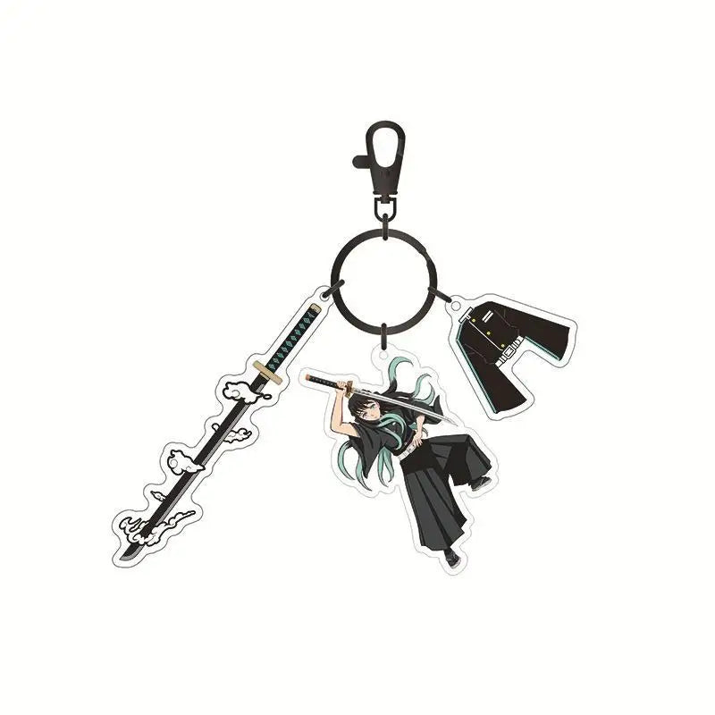 Hot Anime Demon Slayer Keychain Kamado Tanjirou Tomioka Giyuu Rengoku Kyoujurou Cosplay Acrylic Key Chains Fans Gift