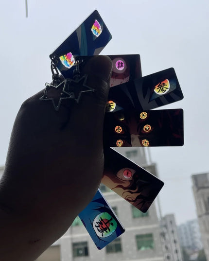 Demon Slayer Acrylic Pupil Translucency Card Key Chains Pendants Anime Twelve Kizuki Keychains Backpack Decorative Key Charm