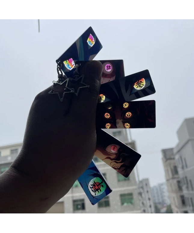 Demon Slayer Acrylic Pupil Translucency Card Key Chains Pendants Anime Twelve Kizuki Keychains Backpack Decorative Key Charm