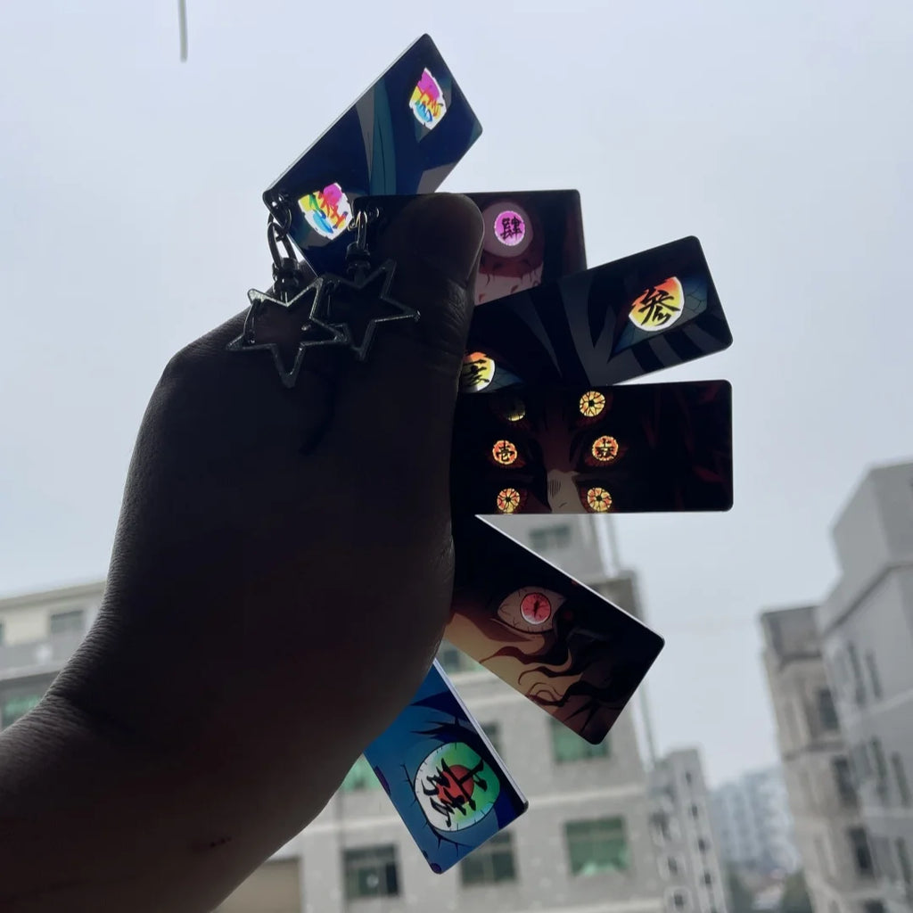 Demon Slayer Acrylic Pupil Translucency Card Key Chains Pendants Anime Twelve Kizuki Keychains Backpack Decorative Key Charm