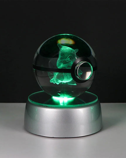 Pokemon Crystal Ball Pikachu Gengar Eevee Mewtwo Lacario Anime Game Pokeball Led Night Light Base Kids Birthday Gift Home Decor