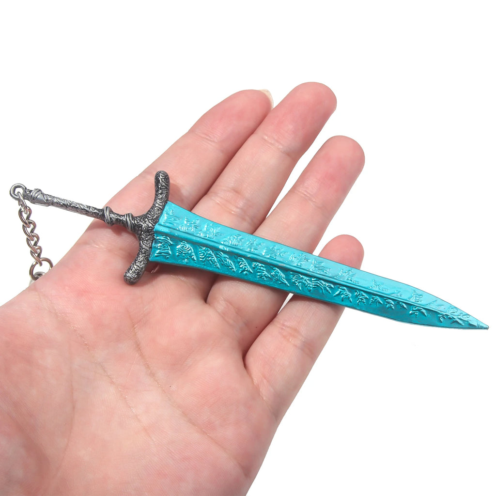 14cm Ring Dark Moon Greatswor Eldens Keychain Pendant Sword of Night and Flame Keyring Cosplay Fans Props Men Women Bag Jewelry