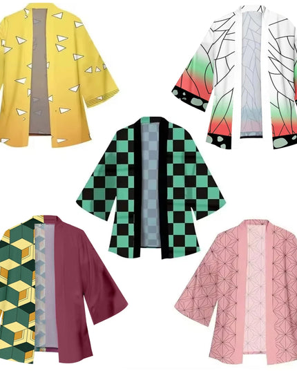 Anime Tanjirou Kamado Cosplay Kimonos for Men Women Japanese Haori Kamade Nezuko Robe Outfits Kochou Shinobu Kimono Summer Cloak