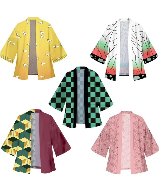 Anime Tanjirou Kamado Cosplay Kimonos for Men Women Japanese Haori Kamade Nezuko Robe Outfits Kochou Shinobu Kimono Summer Cloak