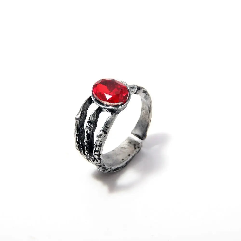 Game Dark Souls Ring Black Red Sapphire Vintage Style Ring Adjustable Metal Rings For Women Men Cosplay Jewelry Accessories Gift