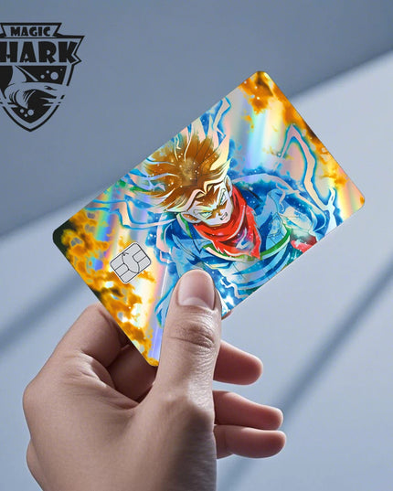 Magic Shark Goku Vegeta Cool Shinny Holographic Laser Credit Debit Card Sticker Film Front Skin Cover