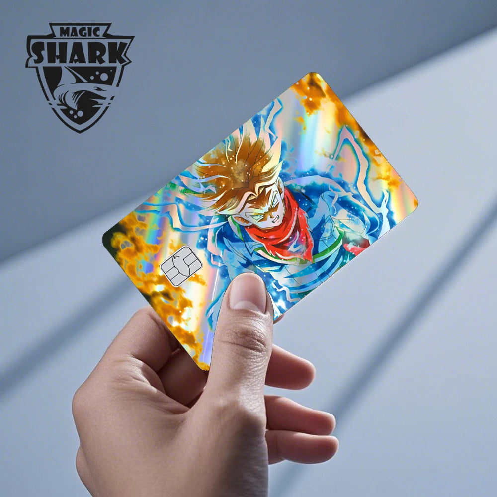 Magic Shark Goku Vegeta Cool Shinny Holographic Laser Credit Debit Card Sticker Film Front Skin Cover