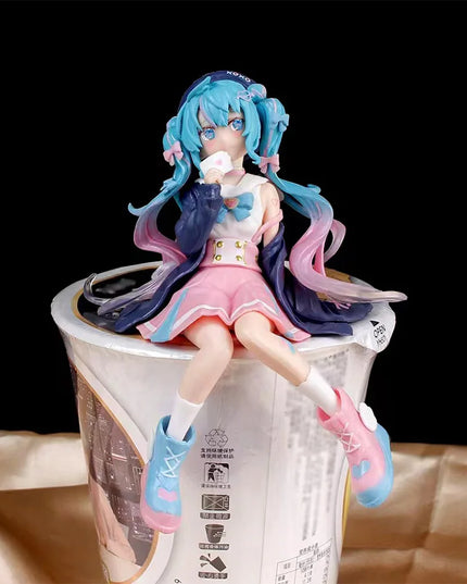 Nieuwe Hatsune Miku Anime figuur Roze sakura zitpositie PVC Actiefiguur model speelgoed decoratie verzamelen geschenken