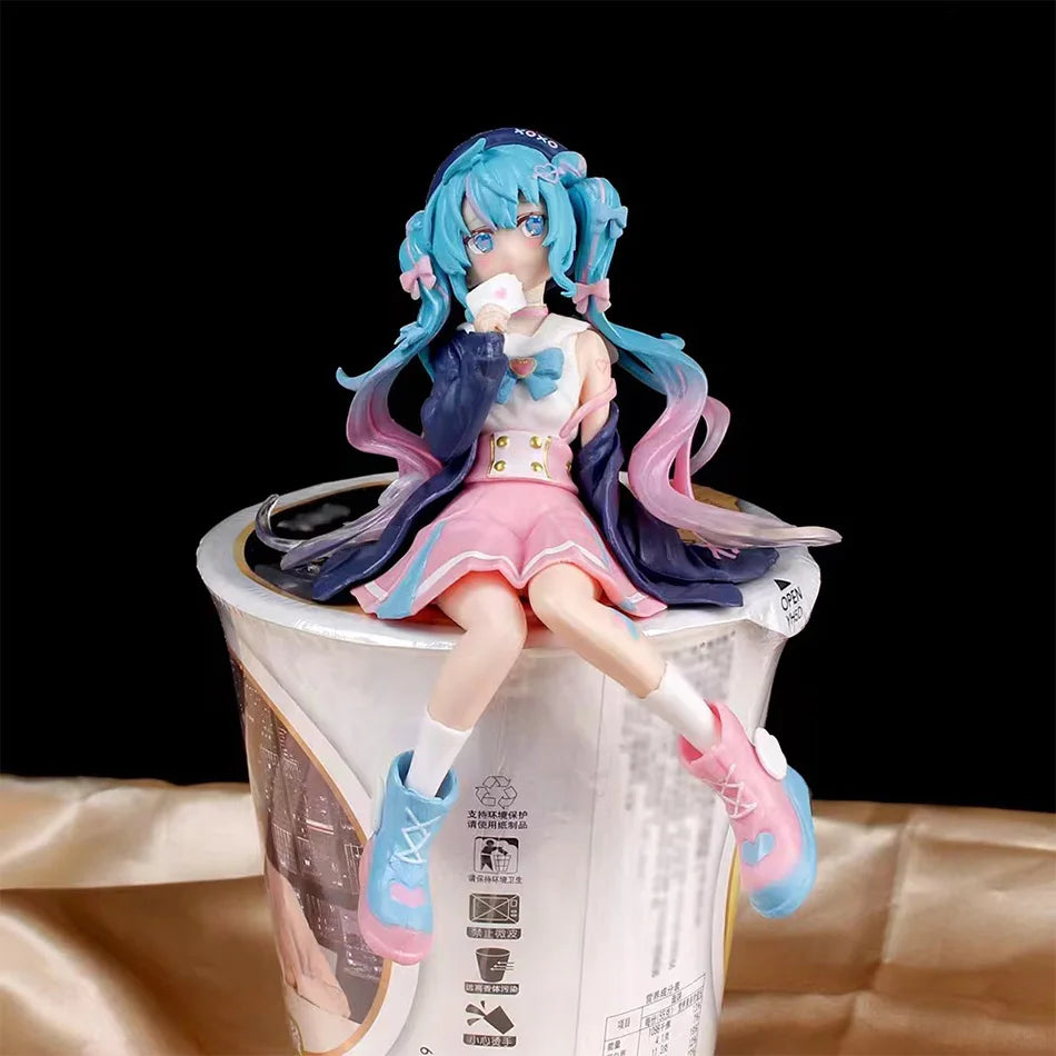 Nieuwe Hatsune Miku Anime figuur Roze sakura zitpositie PVC Actiefiguur model speelgoed decoratie verzamelen geschenken