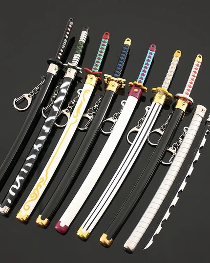 Demon Slayer Peripherals Tanjiro, Agatsuma Zenitsu Katana Full Metal Weapons Bounce Jump Knife Crafts Toy Sword Model Ornaments