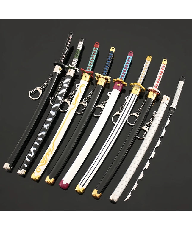 Demon Slayer Peripherals Tanjiro, Agatsuma Zenitsu Katana Full Metal Weapons Bounce Jump Knife Crafts Toy Sword Model Ornaments