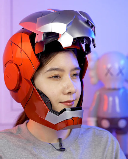 New AutoKing 1:1 Mk5 Iron Man Helmet Cosplay Voice Control Eyes with Light Model Toys for Adult Electric Wearable Christmas Gift