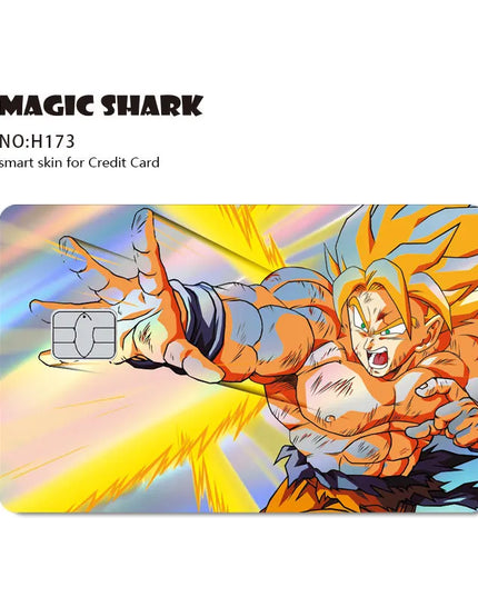 Magic Shark Goku Vegeta Cool Shinny Holographic Laser Credit Debit Card Sticker Film Front Skin Cover