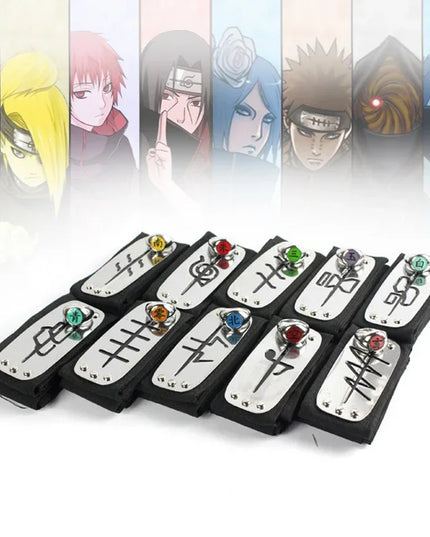 Anime Akatsuki Headband Sasori Uchiha Itachi Ring Sets Cosplay Costumes Props Pain Orochimaru Ninja Accessories