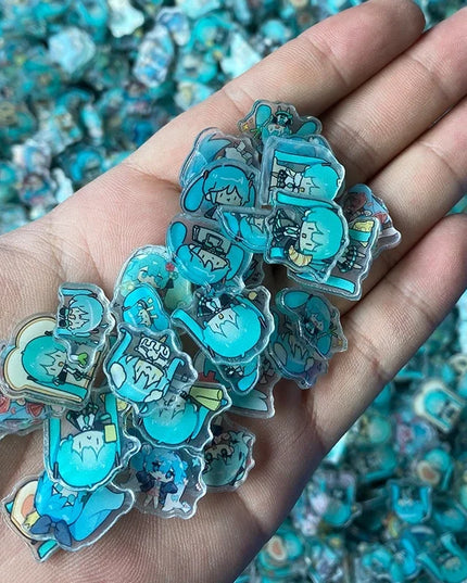 120pcs Anime Hatsune Miku 2.4cm Acrylic Pendant Kawaii Acrylic Patch Handmade Diy Accessories Keychain PP Clip Patch Kids Toys
