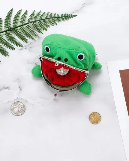 Cute Anime Frog Purse Kissing Lock Funny Plush Frog Shape Role Play Purse for Women Bag Accessories