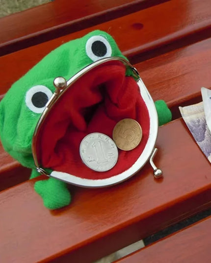 Cute Anime Frog Purse Kissing Lock Funny Plush Frog Shape Role Play Purse for Women Bag Accessories