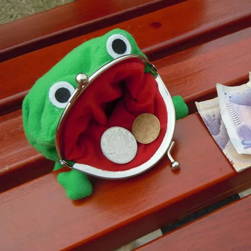 Cute Anime Frog Purse Kissing Lock Funny Plush Frog Shape Role Play Purse for Women Bag Accessories