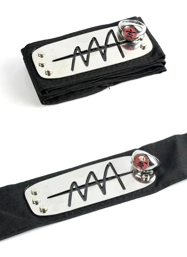 Anime Akatsuki Headband Sasori Uchiha Itachi Ring Sets Cosplay Costumes Props Pain Orochimaru Ninja Accessories