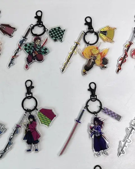 Hot Anime Demon Slayer Keychain Kamado Tanjirou Tomioka Giyuu Rengoku Kyoujurou Cosplay Acrylic Key Chains Fans Gift
