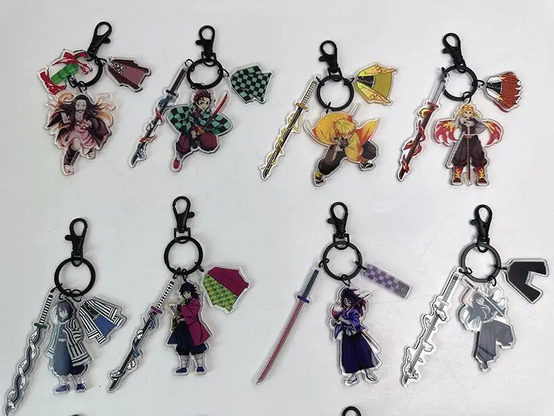 Hot Anime Demon Slayer Keychain Kamado Tanjirou Tomioka Giyuu Rengoku Kyoujurou Cosplay Acrylic Key Chains Fans Gift