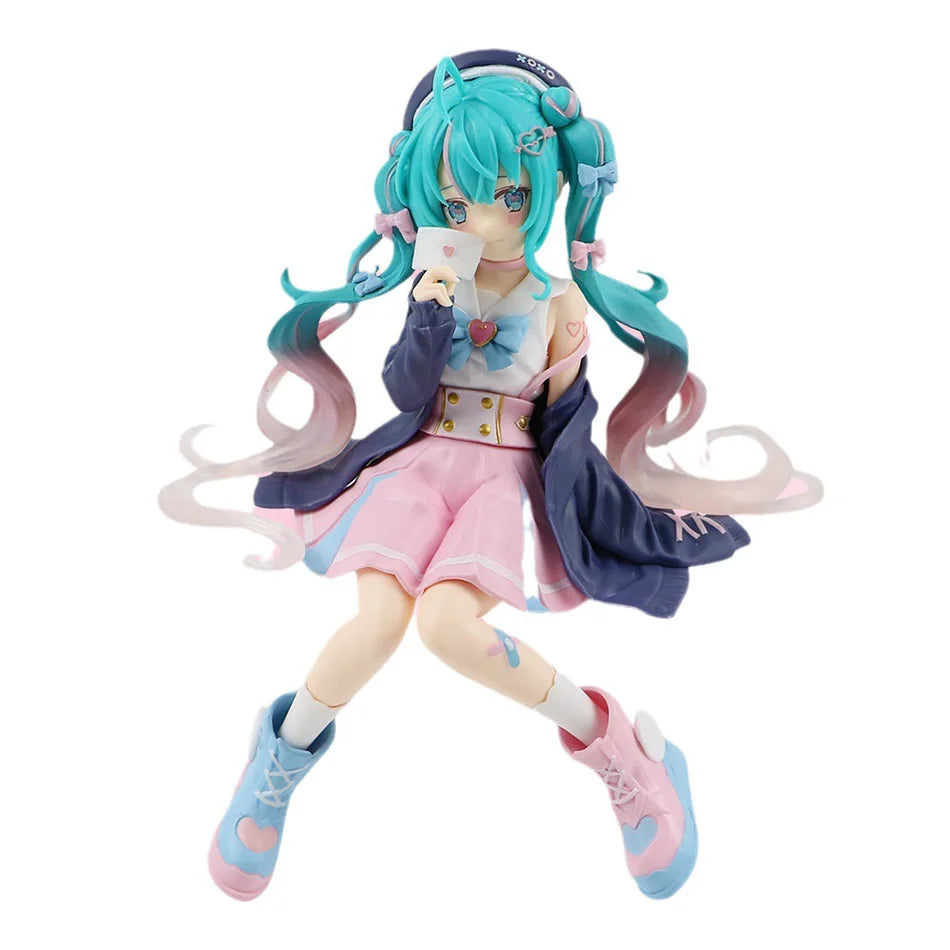 Nieuwe Hatsune Miku Anime figuur Roze sakura zitpositie PVC Actiefiguur model speelgoed decoratie verzamelen geschenken