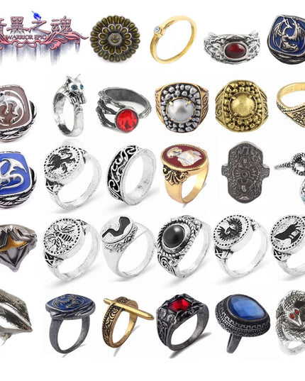 Game Dark Souls Ring Black Red Sapphire Vintage Style Ring Adjustable Metal Rings For Women Men Cosplay Jewelry Accessories Gift